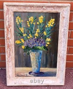 Antique painting signed. Bouquet of Flowers. Oil painting on canvas.