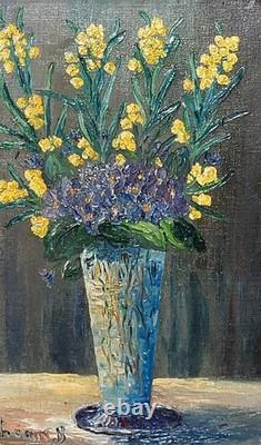 Antique painting signed. Bouquet of Flowers. Oil painting on canvas.