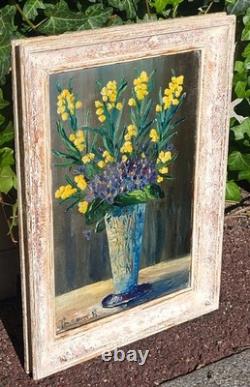Antique painting signed. Bouquet of Flowers. Oil painting on canvas.