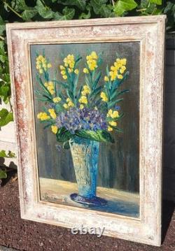 Antique painting signed. Bouquet of Flowers. Oil painting on canvas.