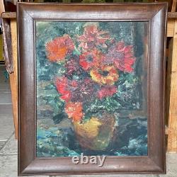 Antique still life oil on canvas circa 1920, Paris School flowers