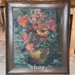 Antique still life oil on canvas circa 1920, Paris School flowers
