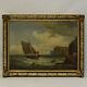 Approximately 1850 Ancient Oil Painting On Canvas Marine Landscape 68x52