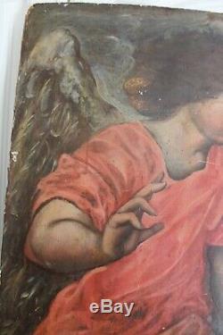 Archangel Gabriel Old Oil On Panel