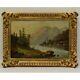Around 1880-1900 Ancient Oil Painting Landscape With Mountains 58x42 Cm