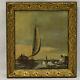 Around 1900-1930 Ancient Oil Painting Landscape With A Ship 56x52 Cm