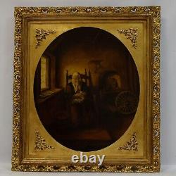 Around 1900 Old Oil Painting Genre Scene signed C. Freudhauser 85x76cm