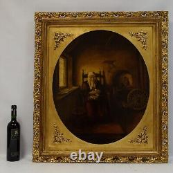 Around 1900 Old Oil Painting Genre Scene signed C. Freudhauser 85x76cm