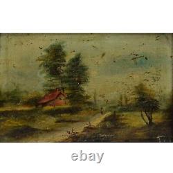 Around 1900 Old oil painting Summer landscape signed 36x29 cm