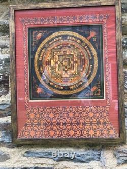 Authentic and Ancient Tibetan Thangka Oil on Fabric Mandala Early 20th Century