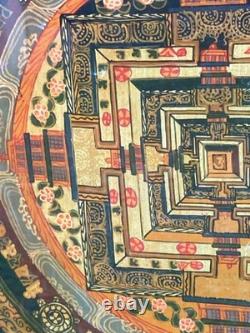 Authentic and Ancient Tibetan Thangka Oil on Fabric Mandala Early 20th Century