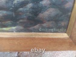 Barnier Galtier. XIX Grand Tableau Ancien Marine Port Character Dock Boat