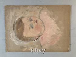 Beautiful 1950 Expressionist Oil Painting on Cardboard – Wisteria Landscape – Antique Art