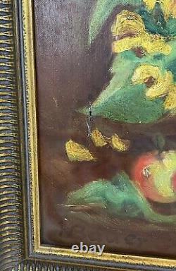 Beautiful 20th Century Antique Oil on Canvas Floral Sunflower Bouquet Signed H. Bauer