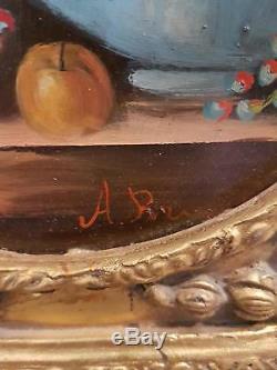 Beautiful And Ancient Oil On Wood, Still Life With Fruits Signed A. Bruni