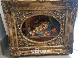 Beautiful And Ancient Oil On Wood, Still Life With Fruits Signed A. Bruni