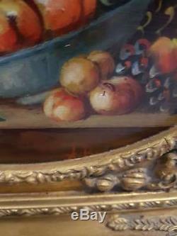 Beautiful And Ancient Oil On Wood, Still Life With Fruits Signed A. Bruni