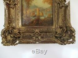 Beautiful Oil On Wood Old Nineteenth Eighteenth Rare Rare Frame Wood Stucco