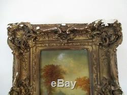Beautiful Oil On Wood Old Nineteenth Eighteenth Rare Rare Frame Wood Stucco