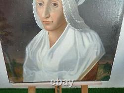 Beautiful Oil Painting On Canvas Old Portrait Woman Headdress