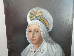 Beautiful Oil Painting On Canvas Old Portrait Woman Headdress