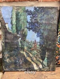 Beautiful Oil Painting on Canvas Village with Tree by Chaim Soutine, 19th Century Antique