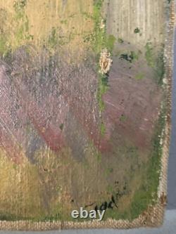 Beautiful Oil Painting on Canvas Woman in Provence 1950 Ancient Art Signed 20th Century