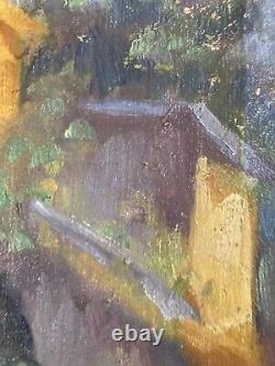 Beautiful Oil Painting on Canvas Woman in Provence 1950 Antique Art Signed 20th Century