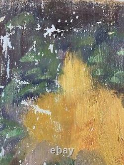 Beautiful Oil Painting on Canvas Woman in Provence 1950 Antique Art Signed 20th Century