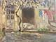Beautiful Oil Painting On Cardboard 1950 Expressionist Wisteria Antique Landscape