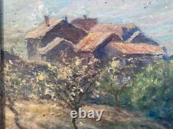 Beautiful Oil Painting on Cardboard Post-Impressionist Village Old Impressionism