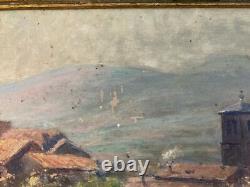 Beautiful Oil Painting on Cardboard Post-Impressionist Village Old Impressionism