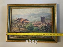 Beautiful Oil Painting on Cardboard Post-Impressionist Village Old Impressionism