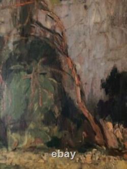 Beautiful Oil Painting on Wood Panel 1900 Impressionist Landscape Forest Antique Art