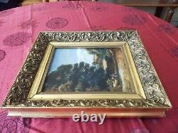 Beautiful Old 19th Century Painting, Signed And Dated. Animated Landscape. Oil On Canvas
