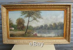 Beautiful Old Oil On Canvas Framed And Signed Alray 1950s