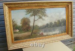 Beautiful Old Oil On Canvas Framed And Signed Alray 1950s