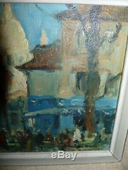 Beautiful Old Oil Painting On Canvas By Claude Marin Paris Montmartre