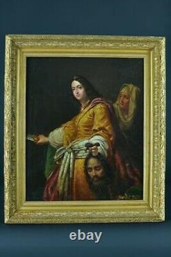 Beautiful Old Painting Judith And Holopherne Leon Alegre Gard Bagnols-sur-cèze 19th