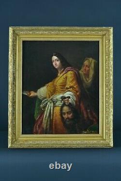 Beautiful Old Painting Judith And Holopherne Leon Alegre Gard Bagnols-sur-cèze 19th