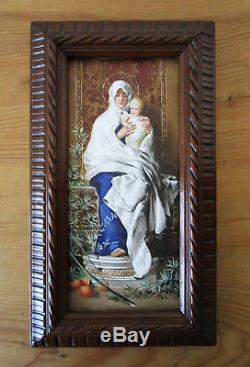 Beautiful Old Painting On Porcelain Nicolo Barabino Virgin Mary Jesus Christ