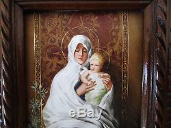 Beautiful Old Painting On Porcelain Nicolo Barabino Virgin Mary Jesus Christ