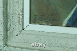 Beautiful Old Painting Portrait of Man with Hat Villeneuve-sur-Lot G Barlangue Stamp