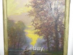 Beautiful Old Painting on Cardboard Landscape