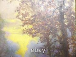 Beautiful Old Painting on Cardboard Landscape