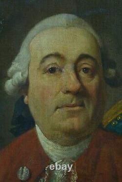 Beautiful Painting Old Portrait Man Wig Costume Red Era Louis XV Frame