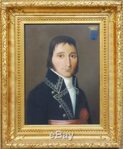 Beautiful Portrait Noble Man XIX Nobility Empire Oil On Old Canvas