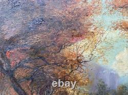 Beautiful antique oil painting on canvas, cows, Impressionism, 60 x 43 cm