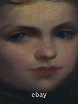 Beautiful antique oil painting on canvas of a woman, signed Emile Auguste Wery