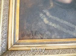 Beautiful antique oil painting on canvas of a woman, signed Emile Auguste Wery